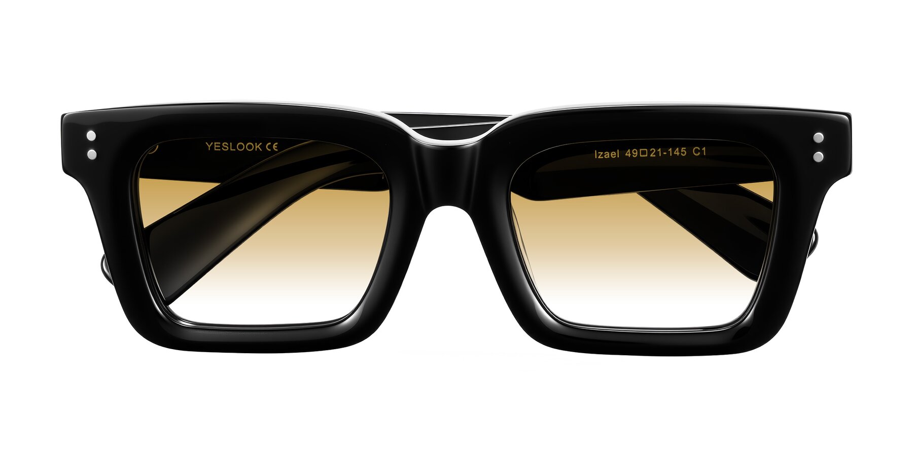 Folded Front of Izael in Black with Champagne Gradient Lenses