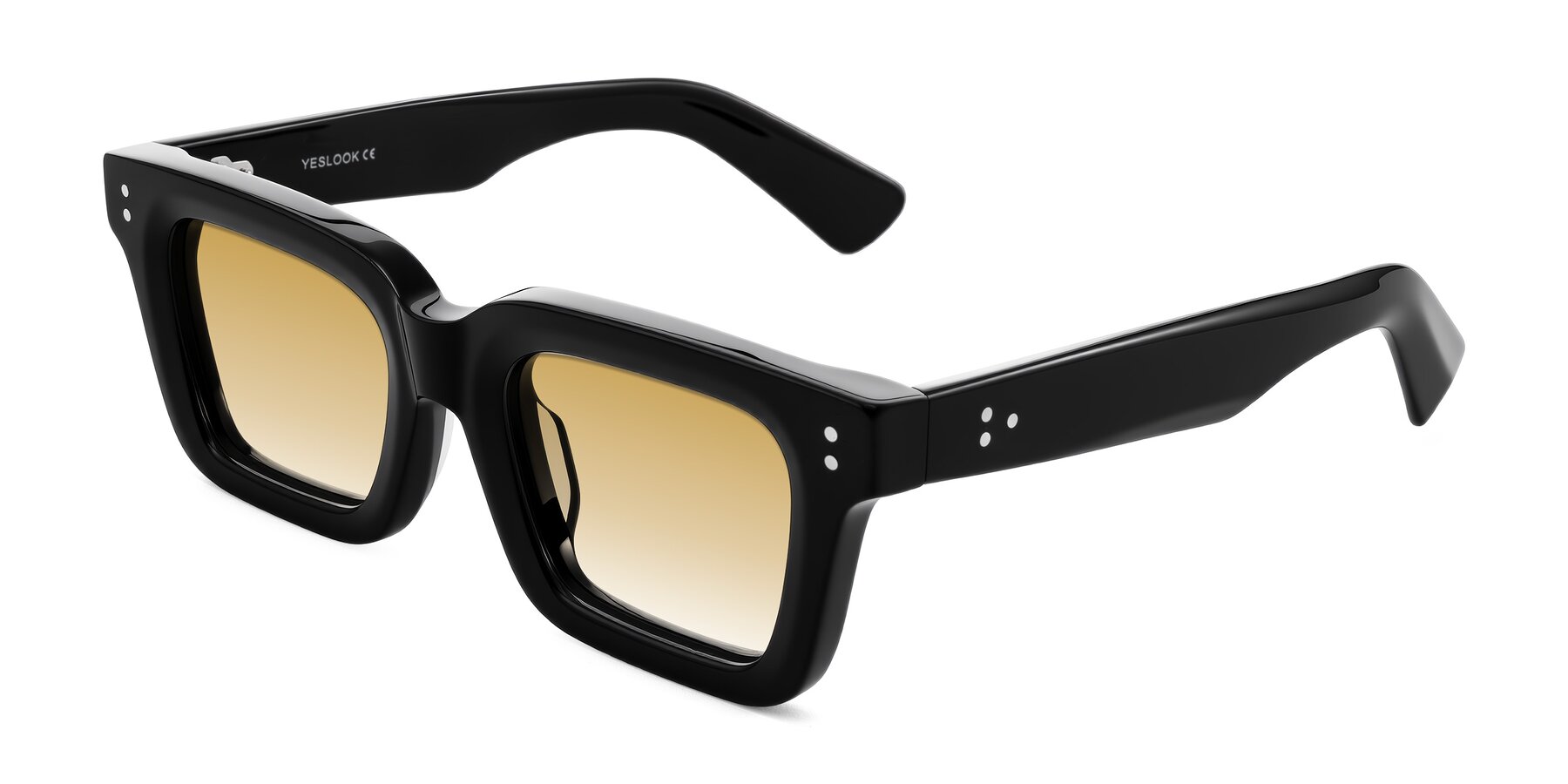 Angle of Izael in Black with Champagne Gradient Lenses