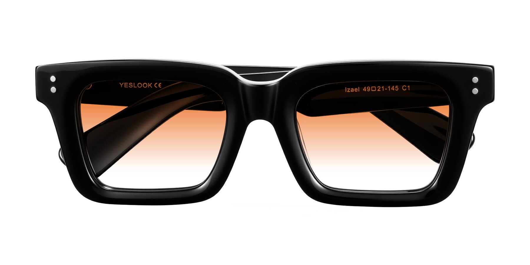 Folded Front of Izael in Black with Orange Gradient Lenses