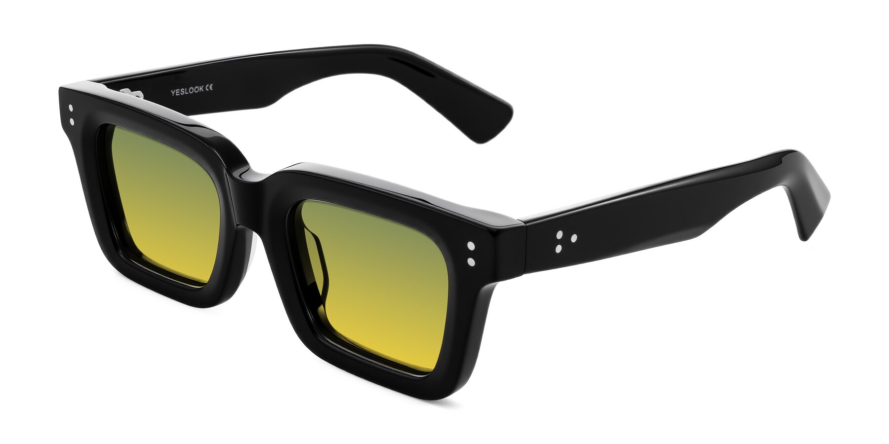 Angle of Izael in Black with Green / Yellow Gradient Lenses