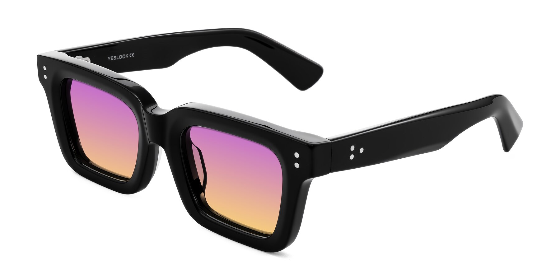 Angle of Izael in Black with Purple / Yellow Gradient Lenses