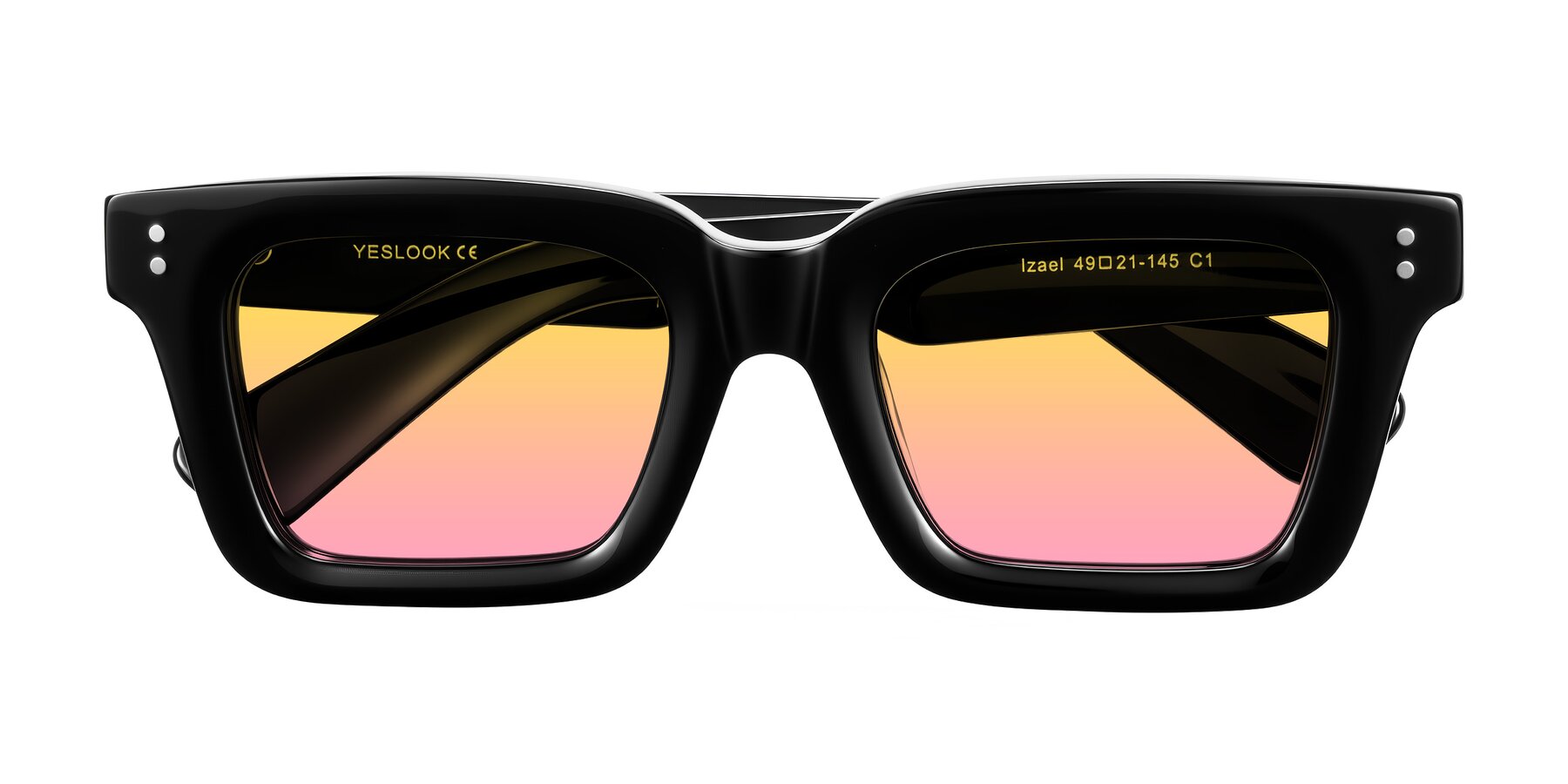 Folded Front of Izael in Black with Yellow / Pink Gradient Lenses