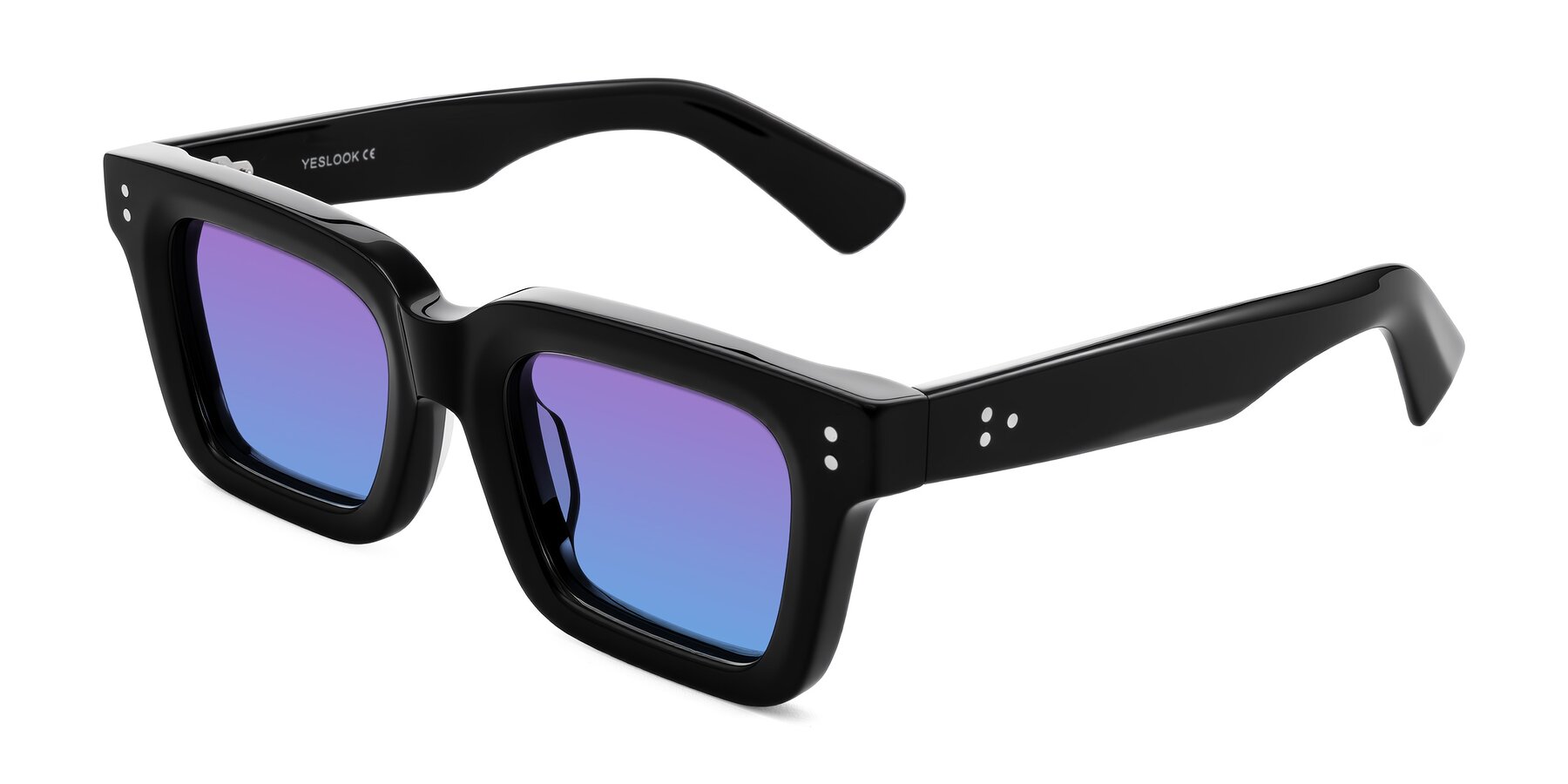 Angle of Izael in Black with Purple / Blue Gradient Lenses
