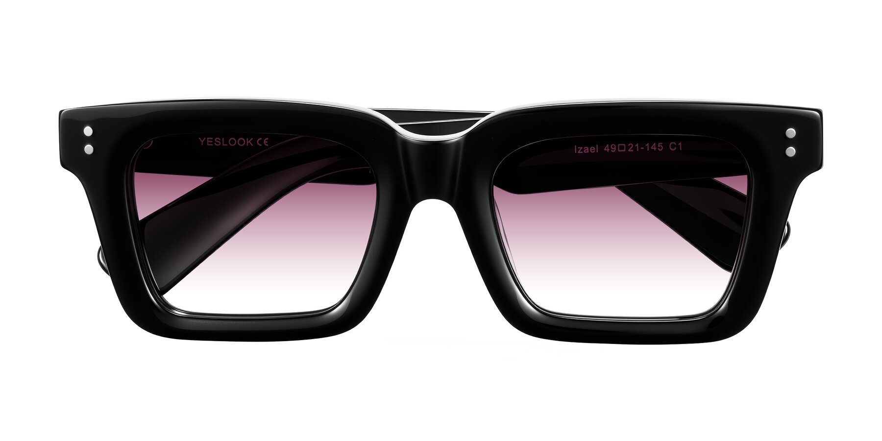 Folded Front of Izael in Black with Wine Gradient Lenses