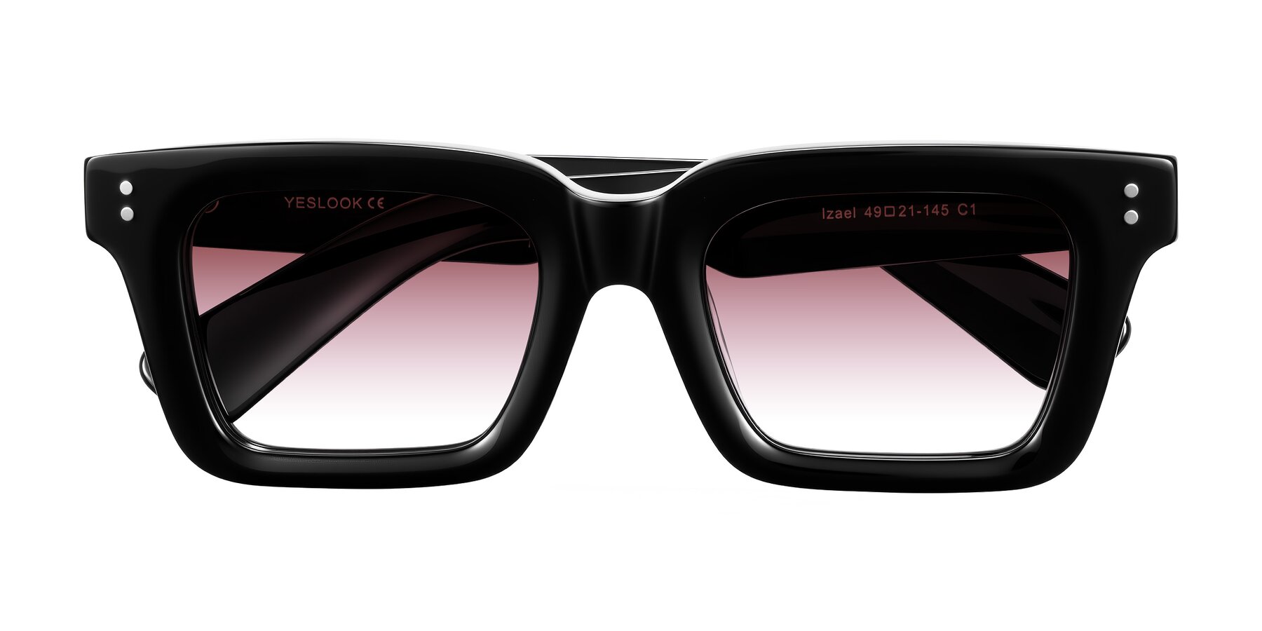 Folded Front of Izael in Black with Garnet Gradient Lenses