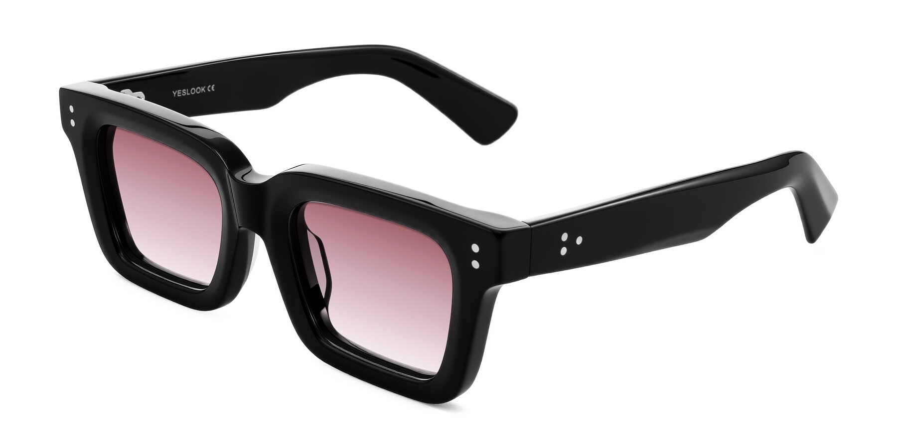 Angle of Izael in Black with Garnet Gradient Lenses