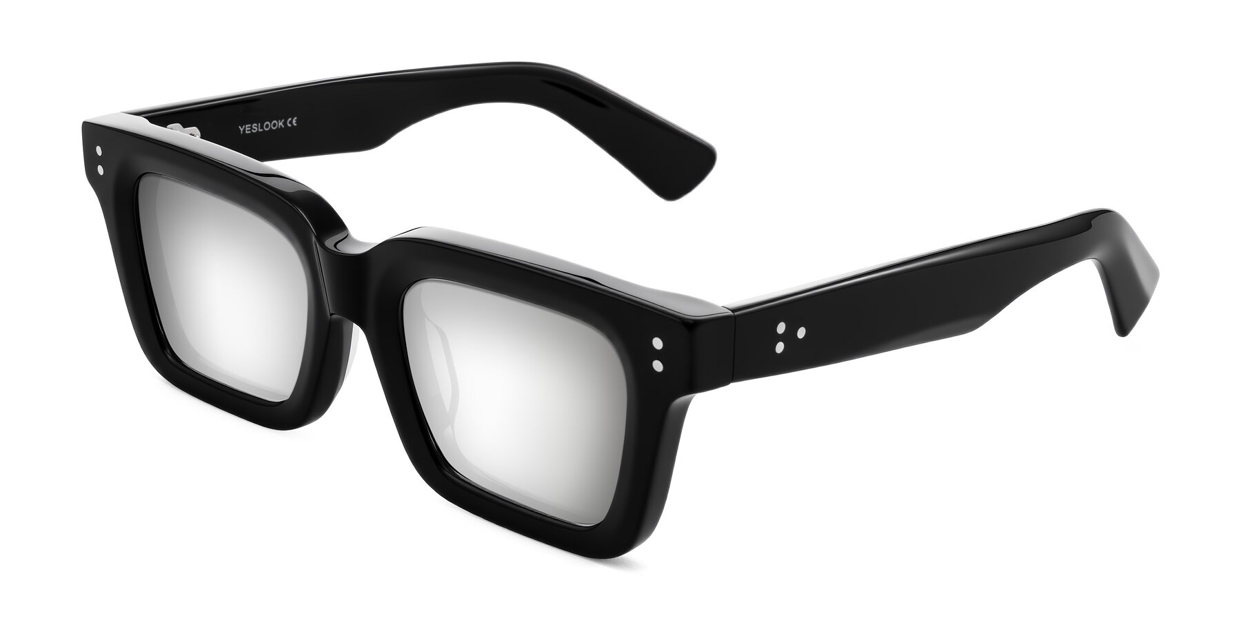 Angle of Izael in Black with Silver Mirrored Lenses