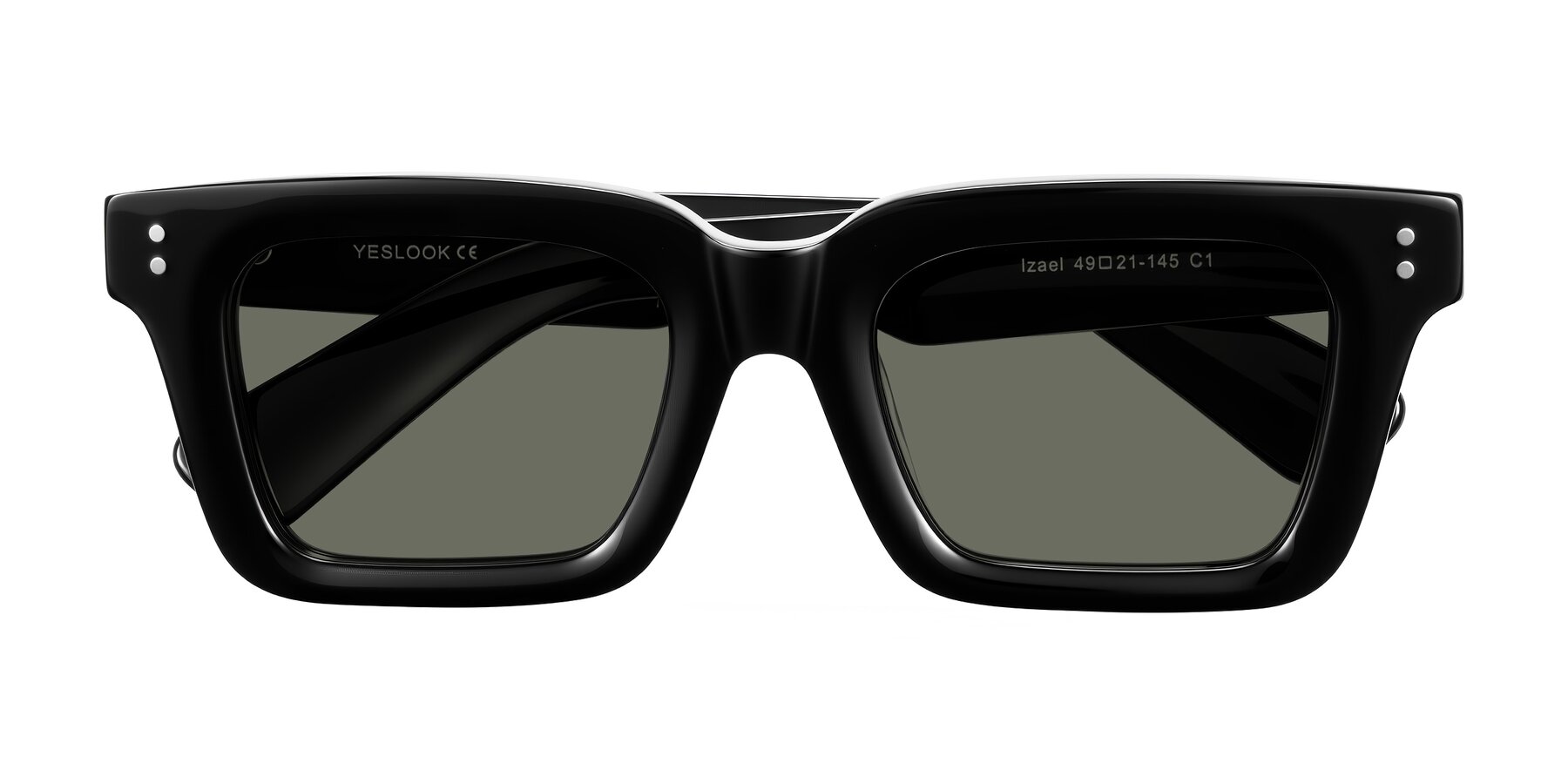 Folded Front of Izael in Black with Gray Polarized Lenses