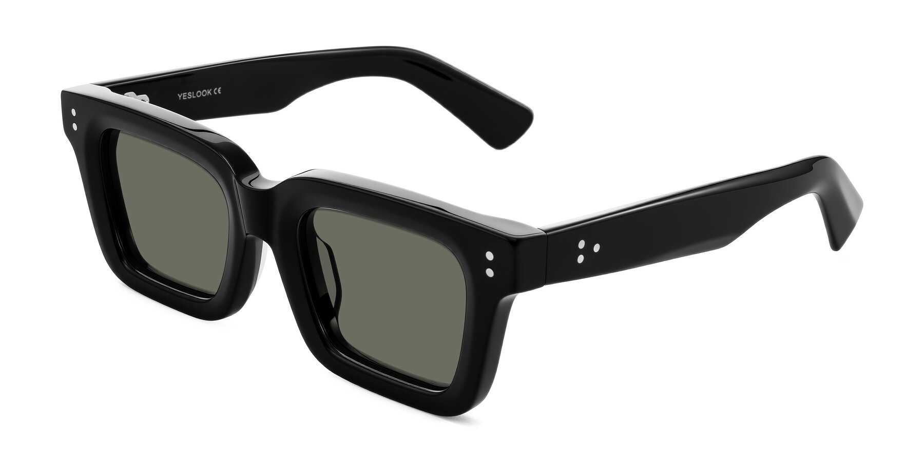 Angle of Izael in Black with Gray Polarized Lenses