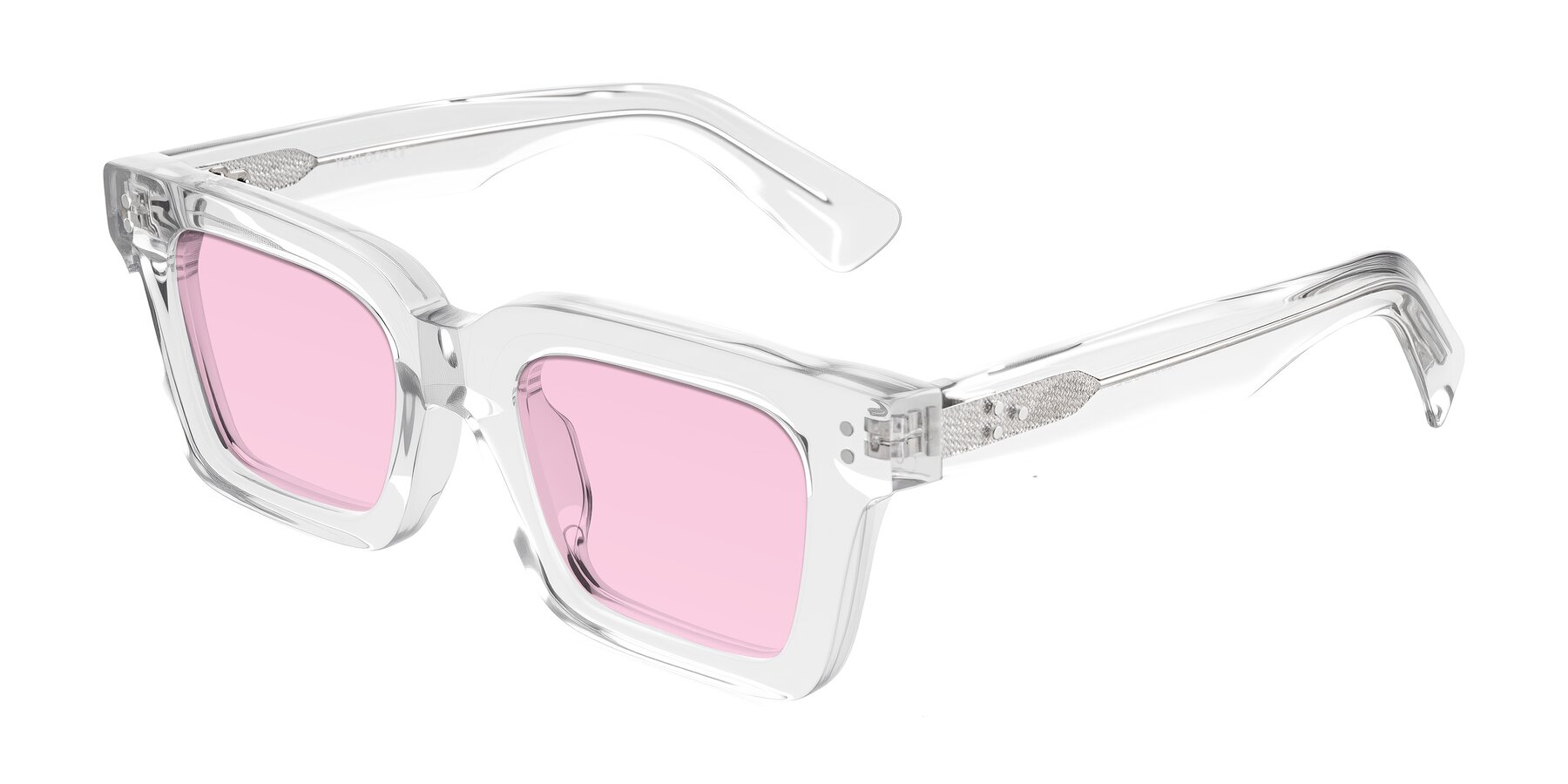 Angle of Izael in Clear with Light Pink Tinted Lenses