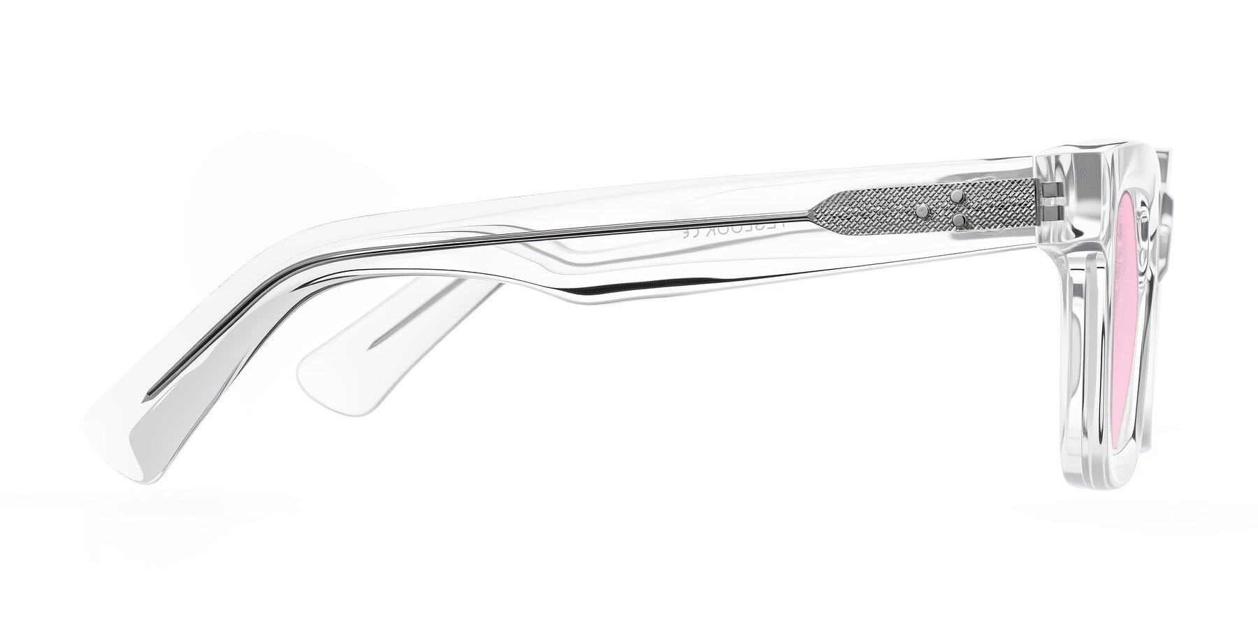 Side of Izael in Clear with Light Pink Tinted Lenses