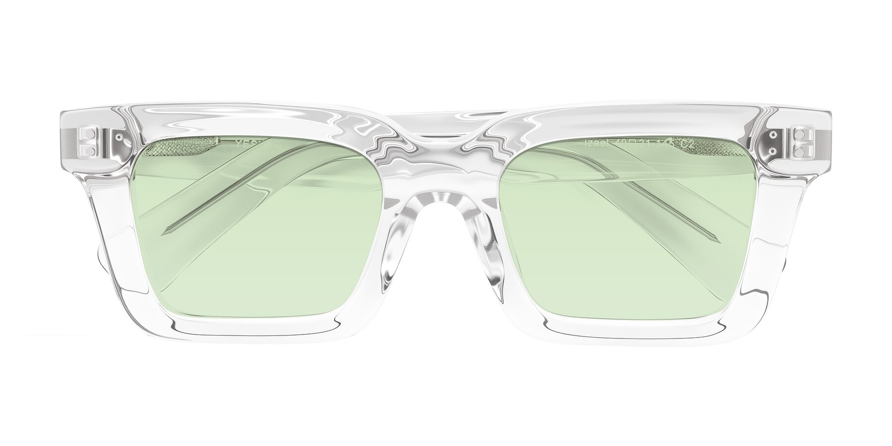 Folded Front of Izael in Clear with Light Green Tinted Lenses