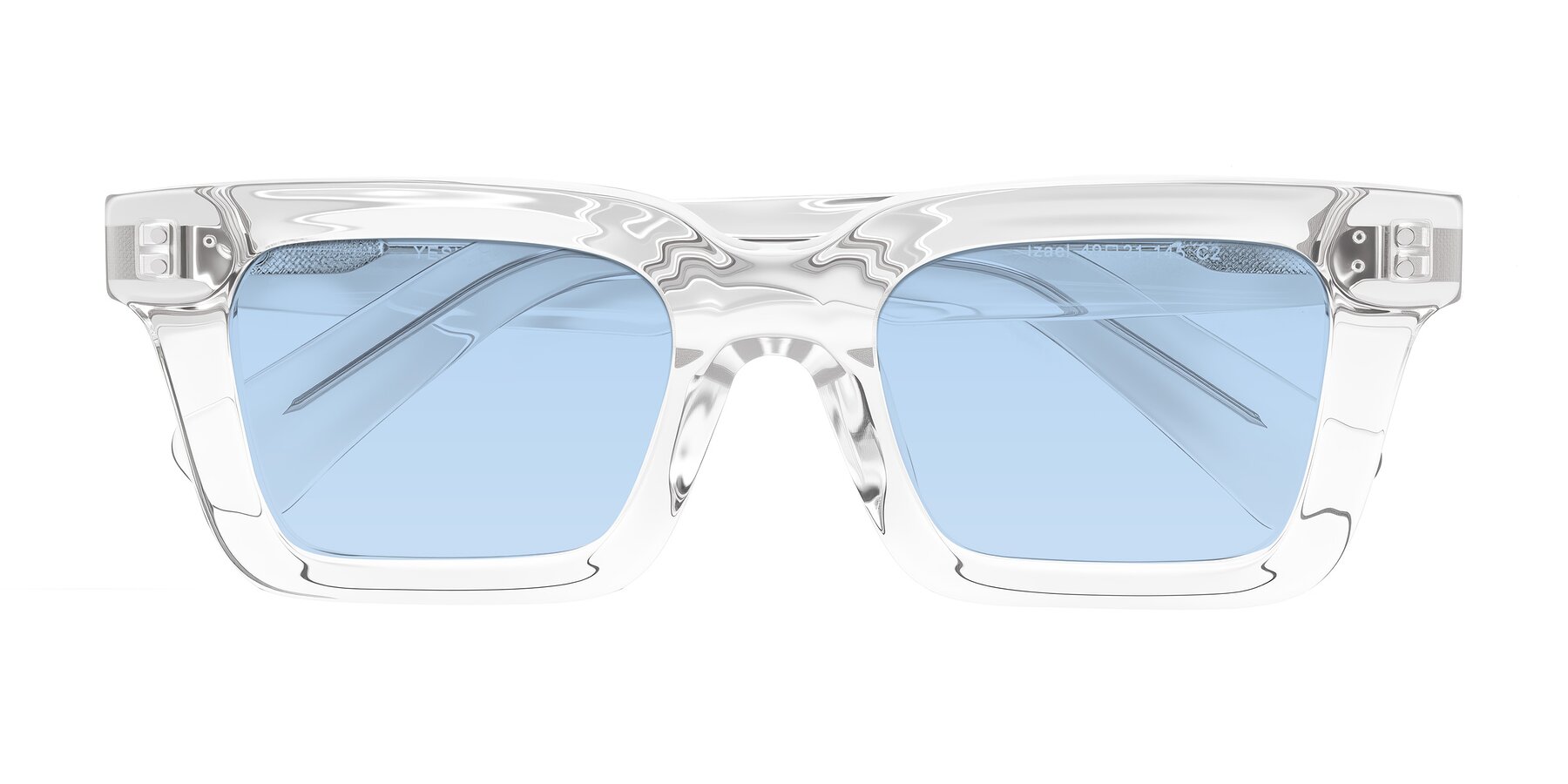 Folded Front of Izael in Clear with Light Blue Tinted Lenses