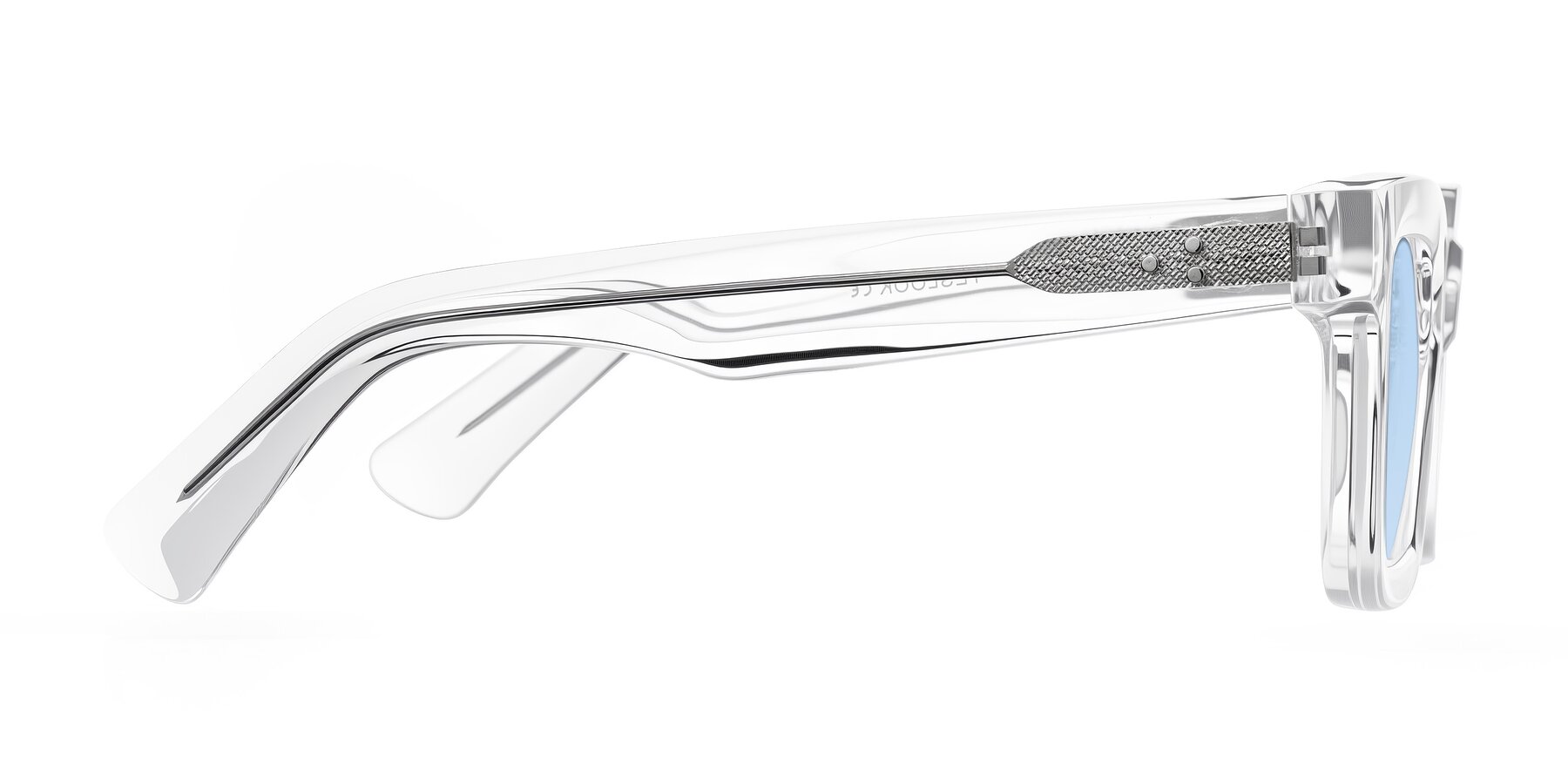 Side of Izael in Clear with Light Blue Tinted Lenses