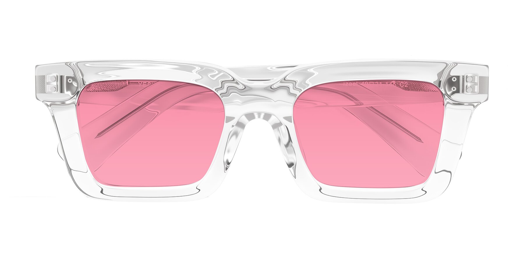 Folded Front of Izael in Clear with Pink Tinted Lenses