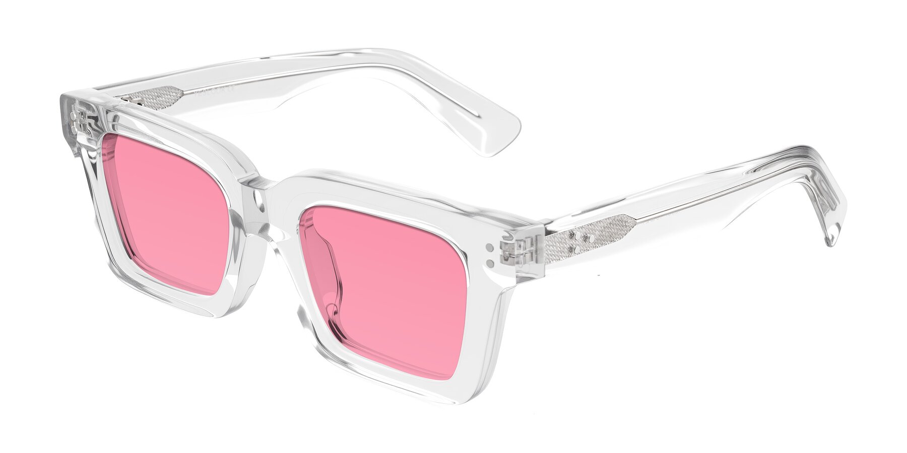 Angle of Izael in Clear with Pink Tinted Lenses