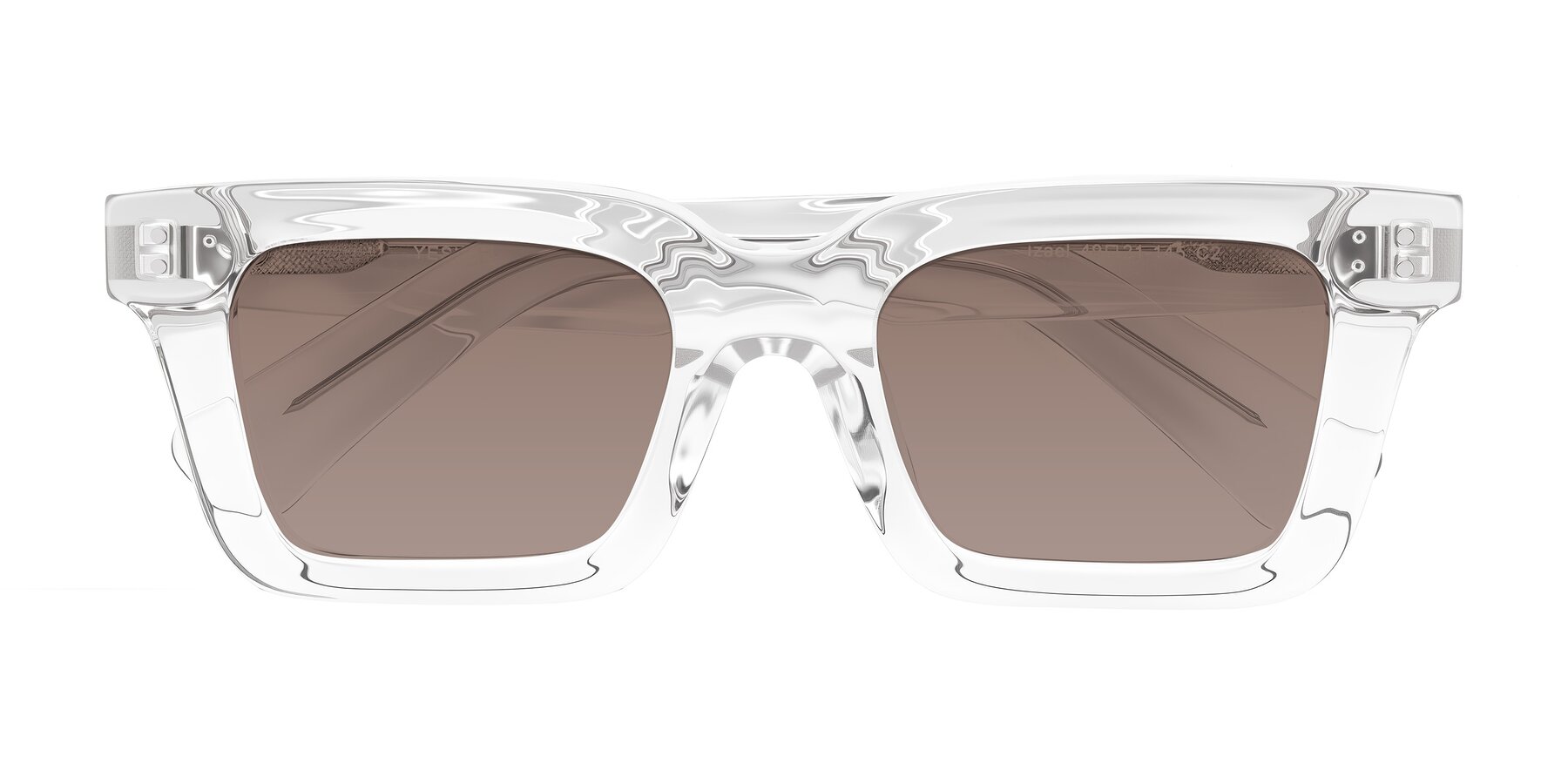 Folded Front of Izael in Clear with Medium Brown Tinted Lenses
