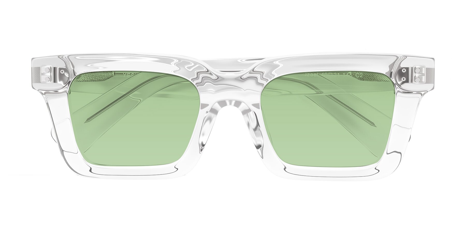 Folded Front of Izael in Clear with Medium Green Tinted Lenses