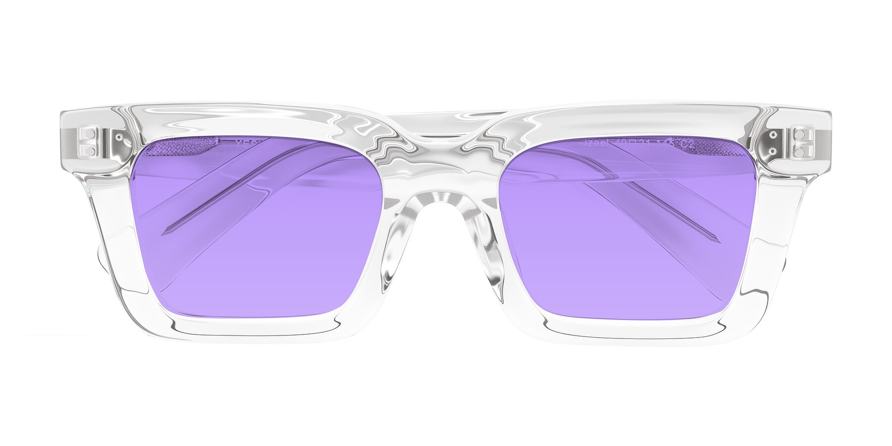 Folded Front of Izael in Clear with Medium Purple Tinted Lenses