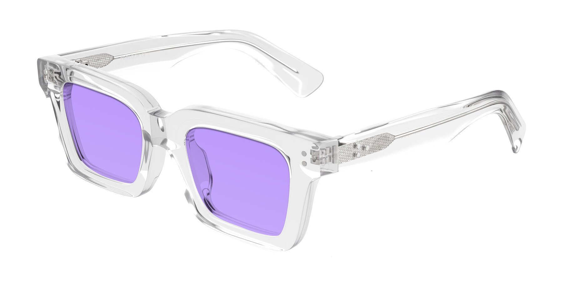 Angle of Izael in Clear with Medium Purple Tinted Lenses