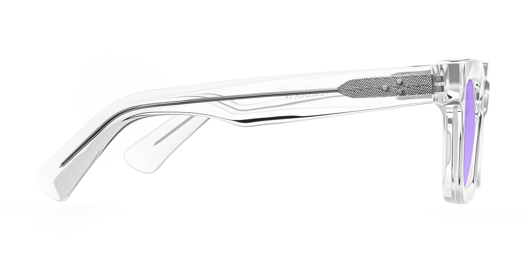 Side of Izael in Clear with Medium Purple Tinted Lenses