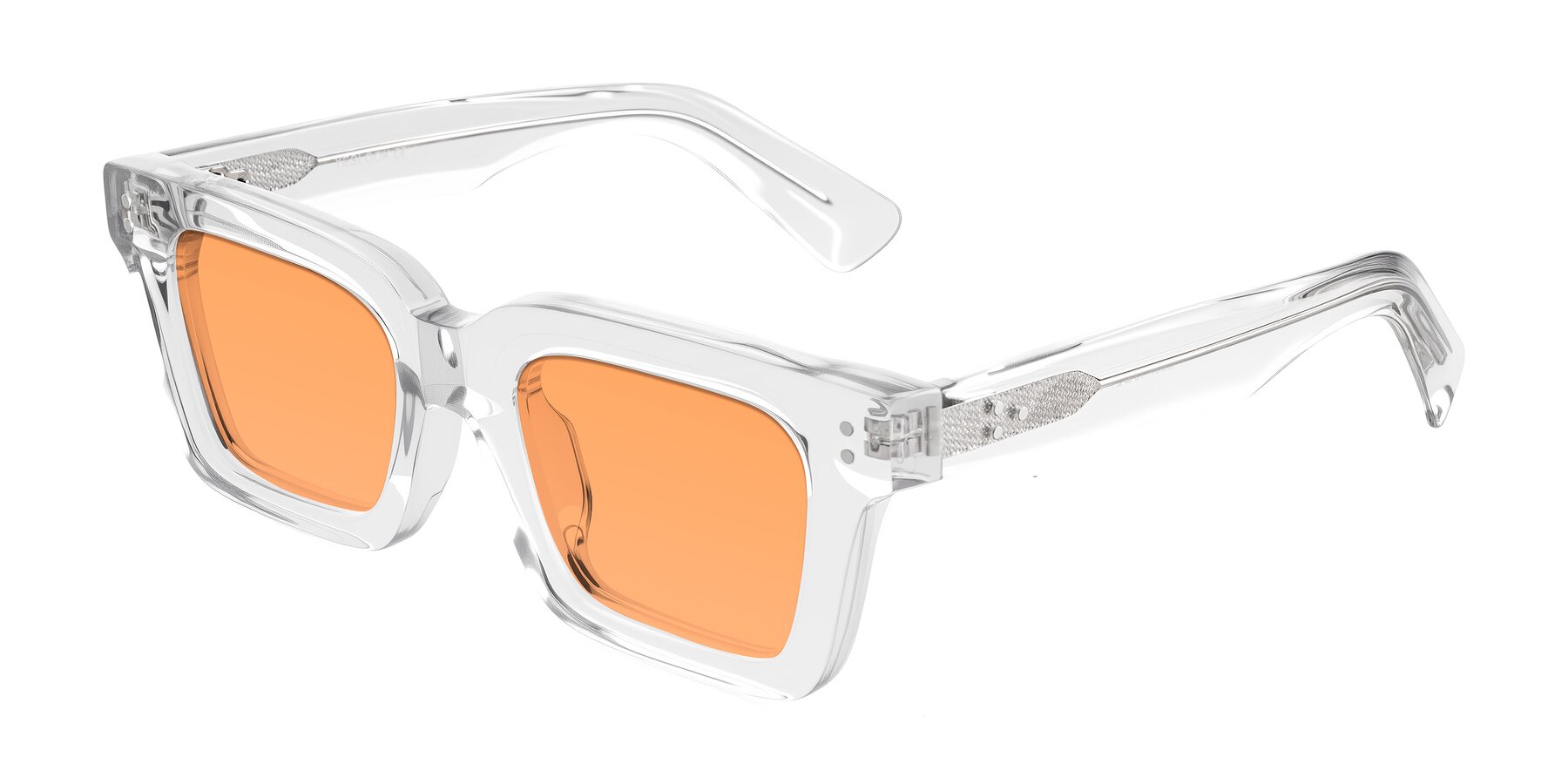 Angle of Izael in Clear with Medium Orange Tinted Lenses