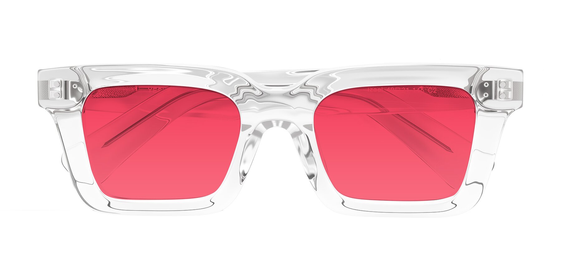 Folded Front of Izael in Clear with Red Tinted Lenses