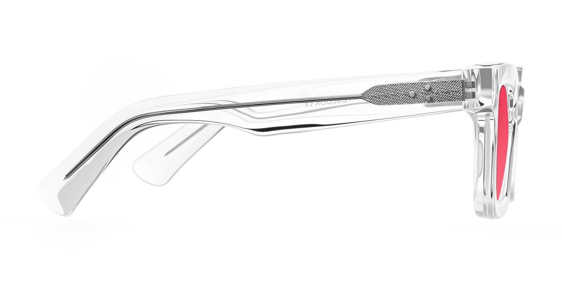 Side of Izael in Clear with Red Tinted Lenses