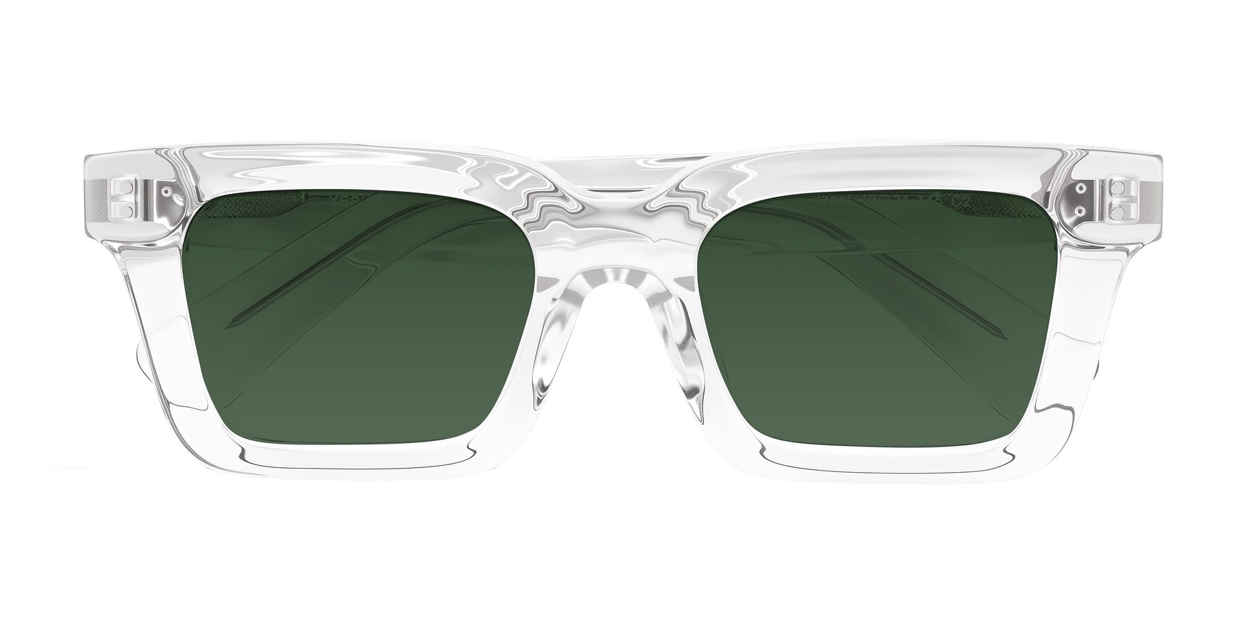 Folded Front of Izael in Clear with Green Tinted Lenses