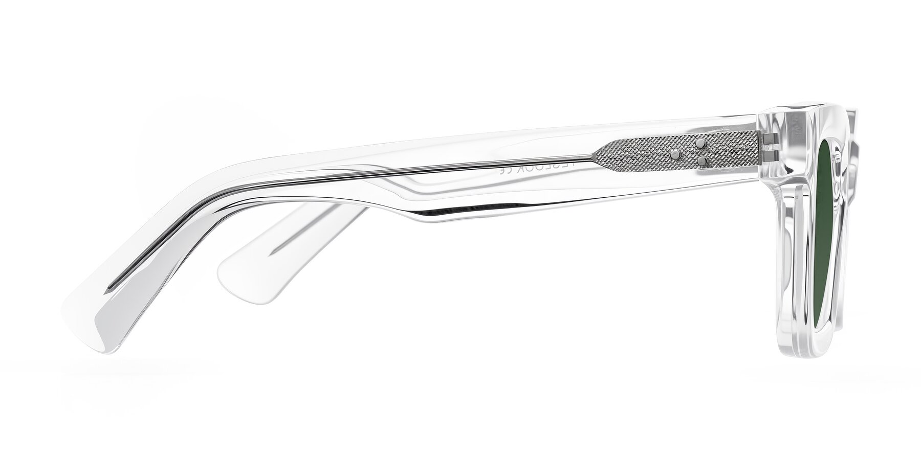 Side of Izael in Clear with Green Tinted Lenses