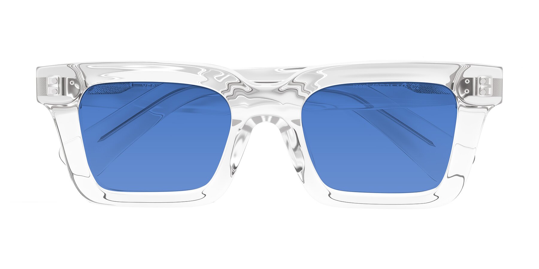 Folded Front of Izael in Clear with Blue Tinted Lenses