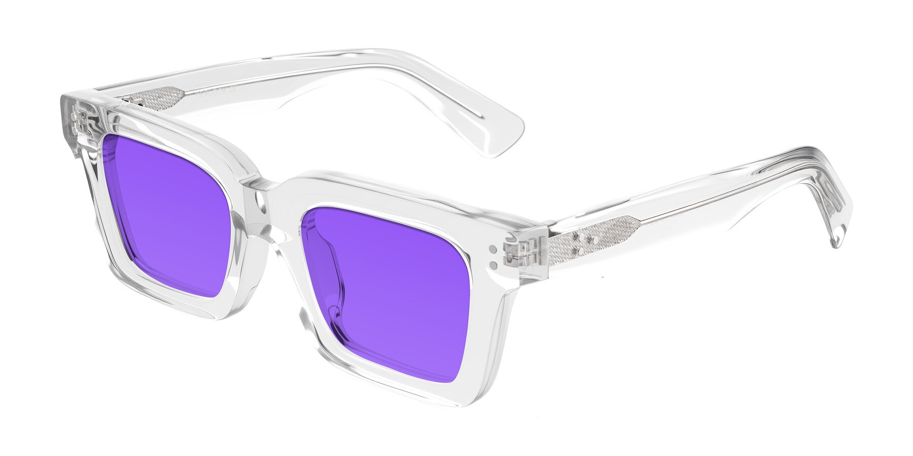 Angle of Izael in Clear with Purple Tinted Lenses