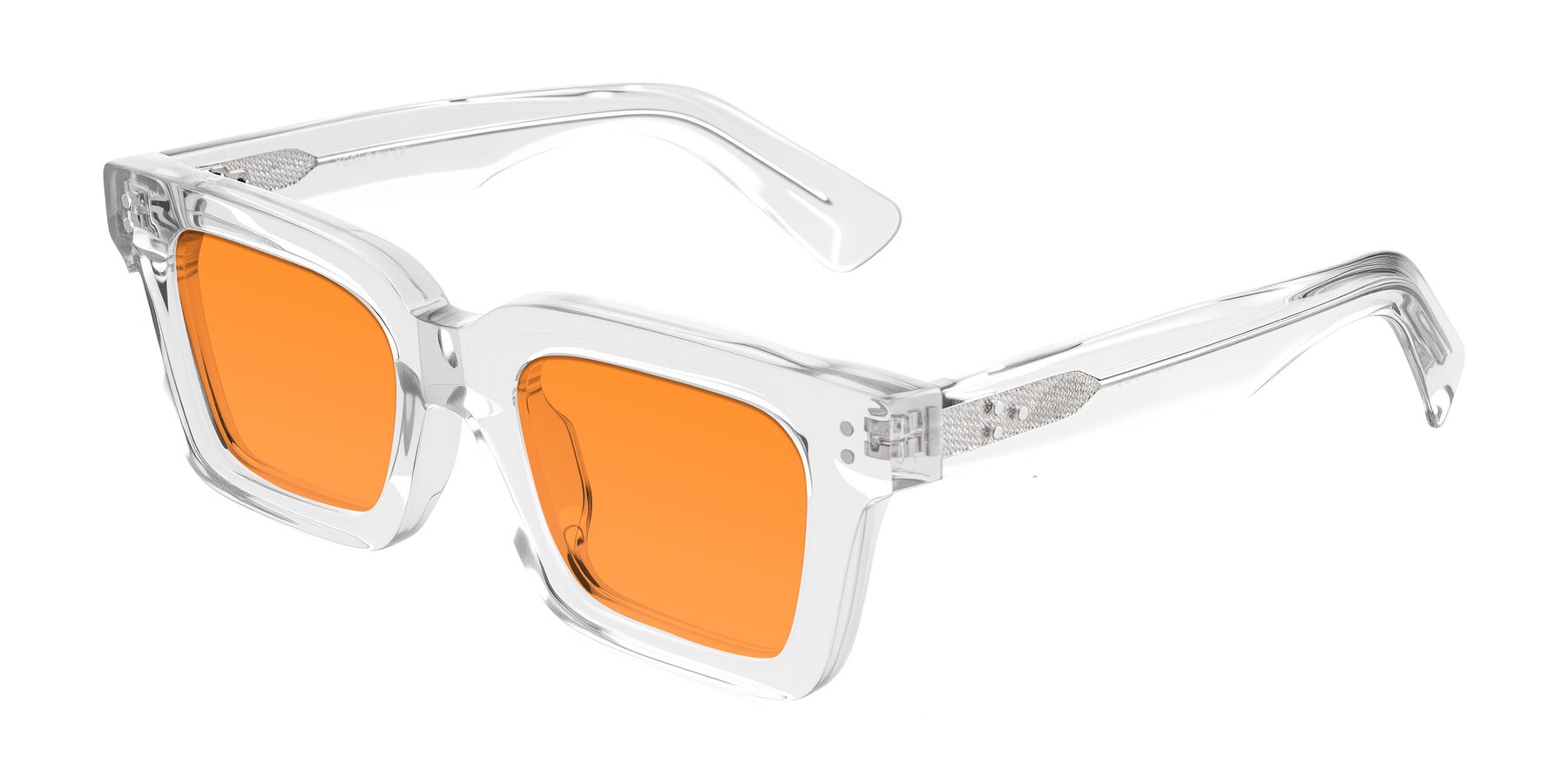Angle of Izael in Clear with Orange Tinted Lenses
