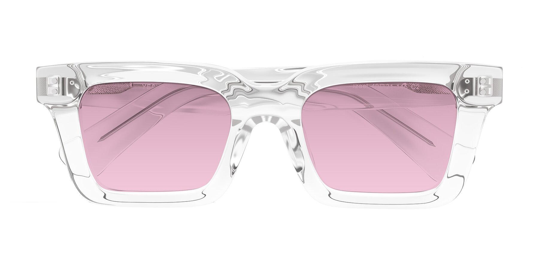 Folded Front of Izael in Clear with Light Wine Tinted Lenses