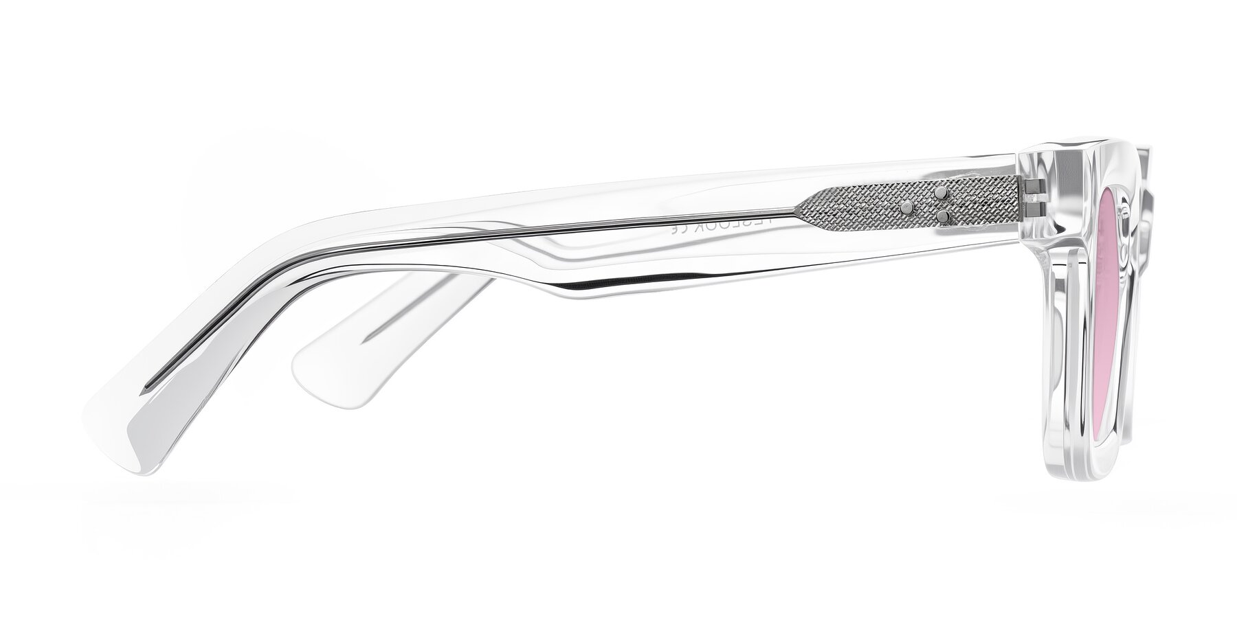 Side of Izael in Clear with Light Wine Tinted Lenses