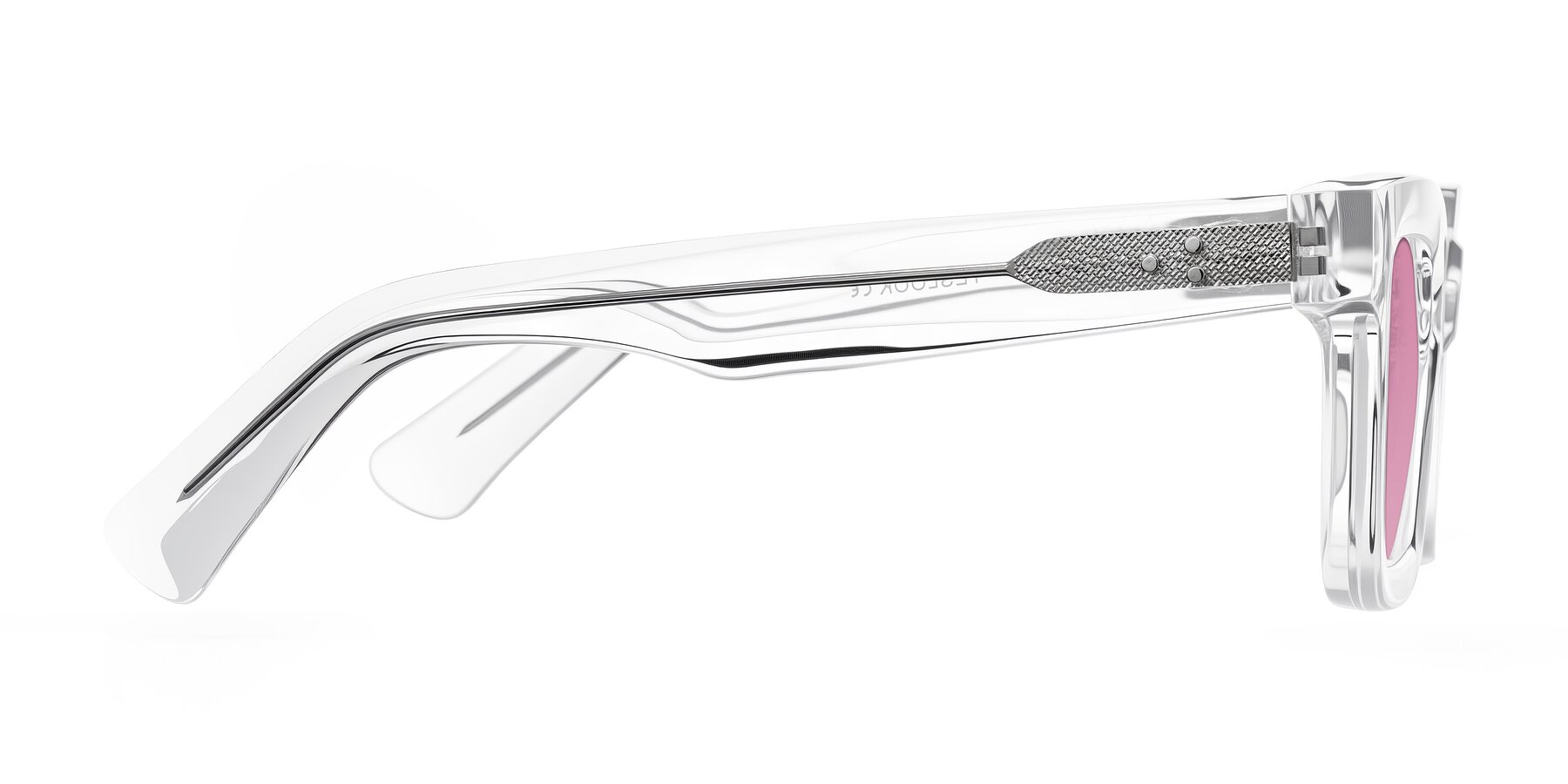 Side of Izael in Clear with Medium Wine Tinted Lenses