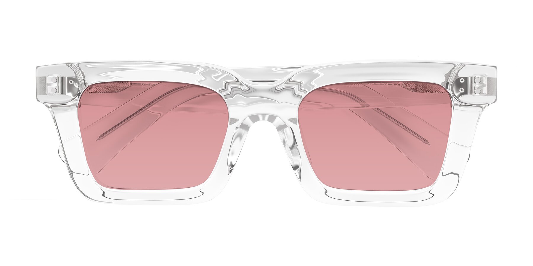 Folded Front of Izael in Clear with Medium Garnet Tinted Lenses