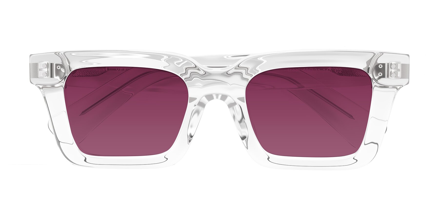 Folded Front of Izael in Clear with Wine Tinted Lenses