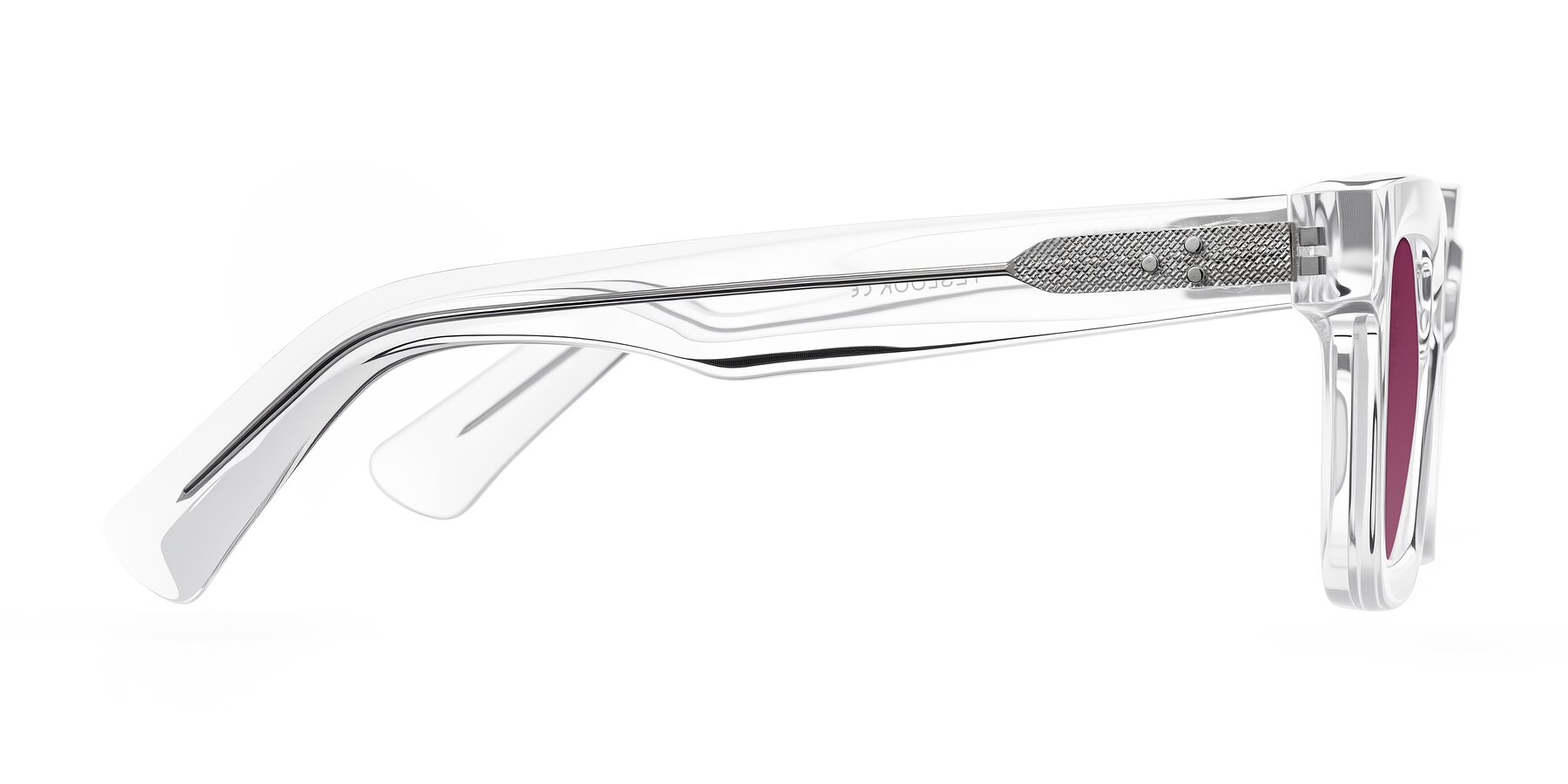 Side of Izael in Clear with Wine Tinted Lenses