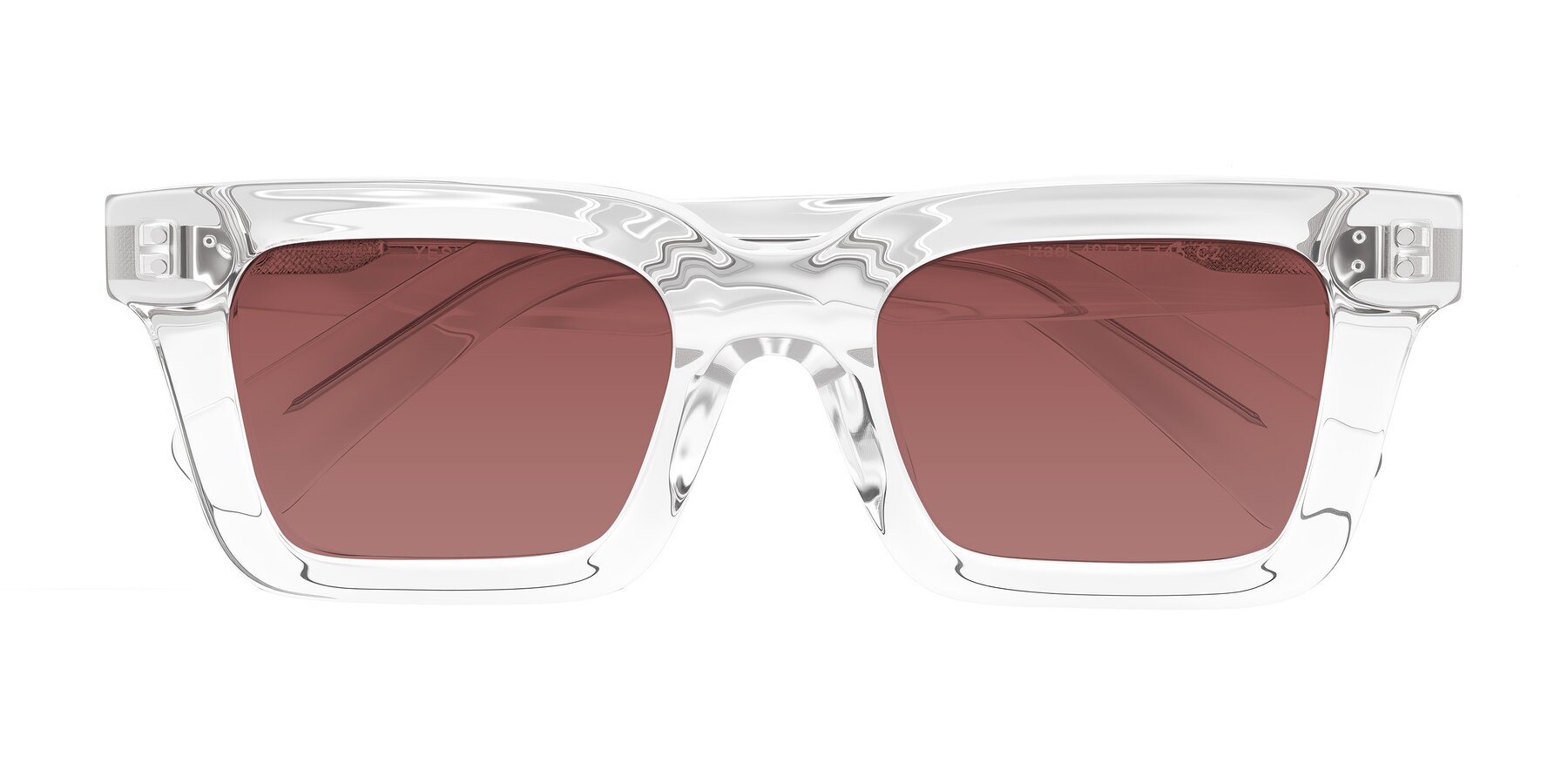 Folded Front of Izael in Clear with Garnet Tinted Lenses