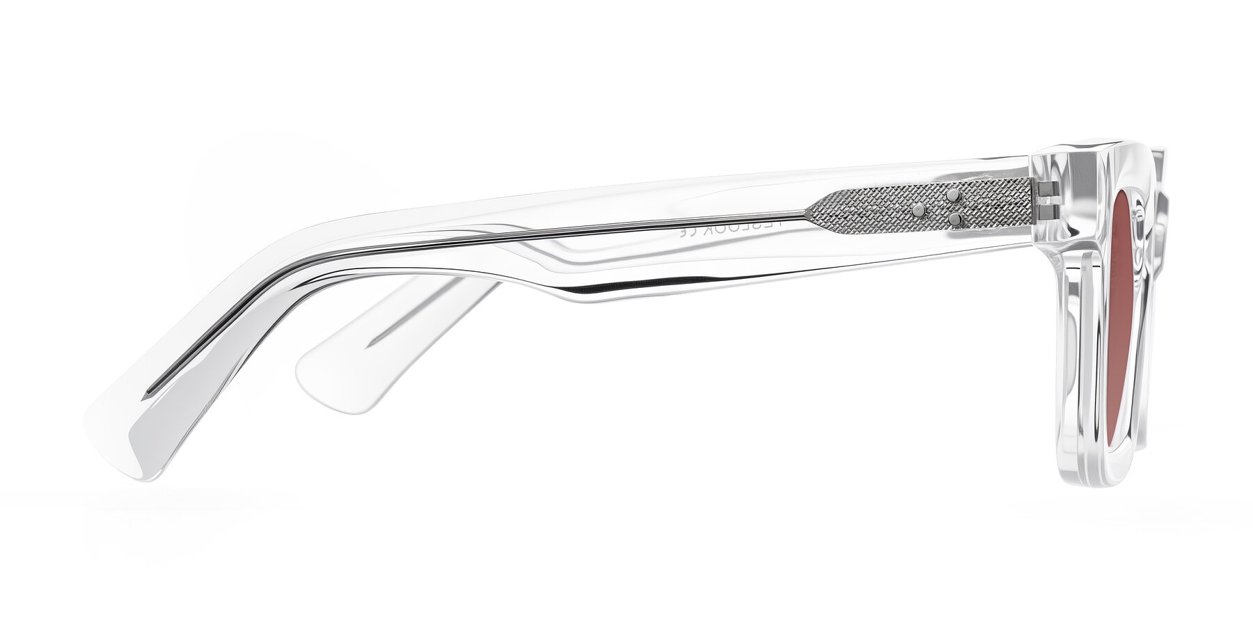 Side of Izael in Clear with Garnet Tinted Lenses