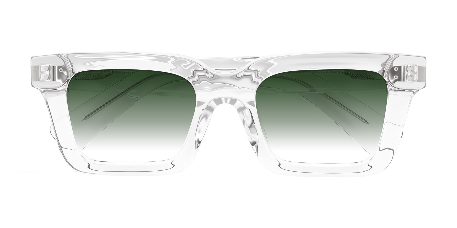 Folded Front of Izael in Clear with Green Gradient Lenses