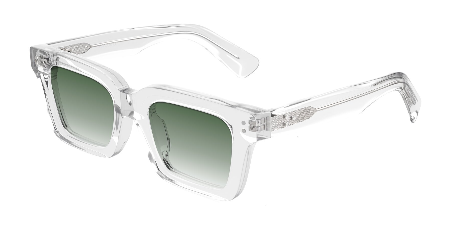 Angle of Izael in Clear with Green Gradient Lenses