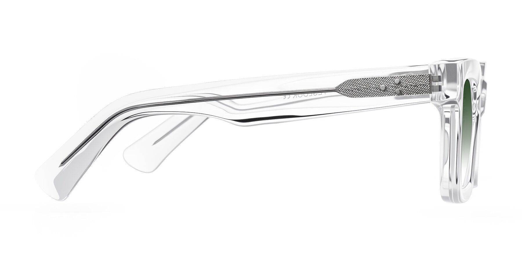 Side of Izael in Clear with Green Gradient Lenses