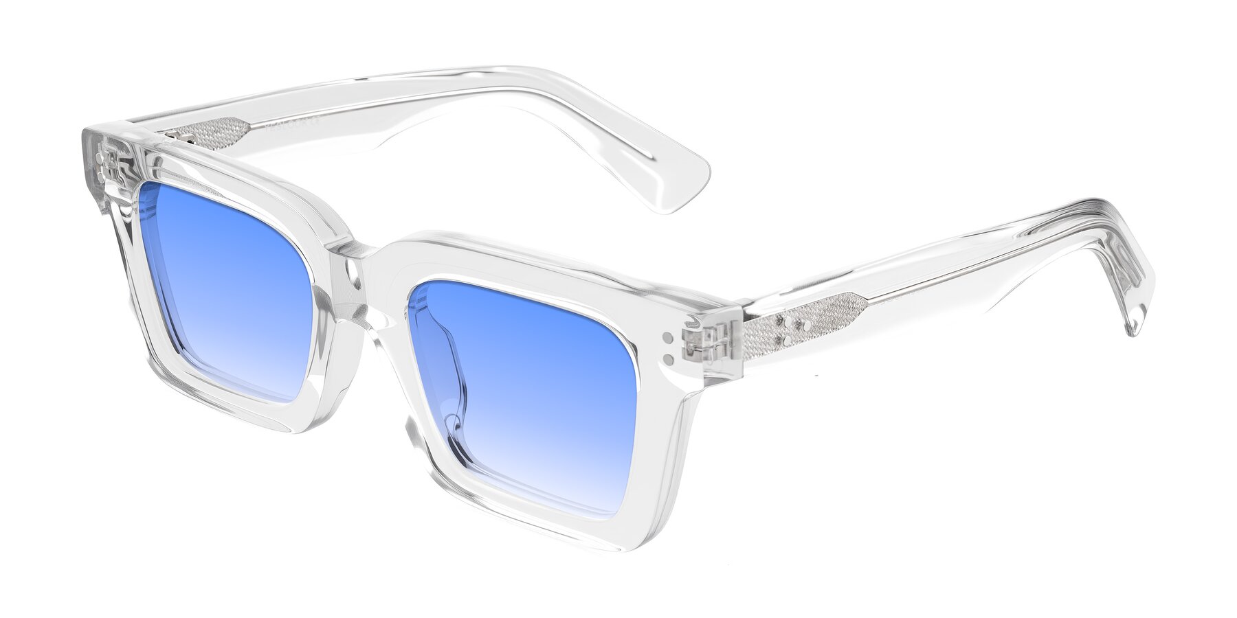 Angle of Izael in Clear with Blue Gradient Lenses