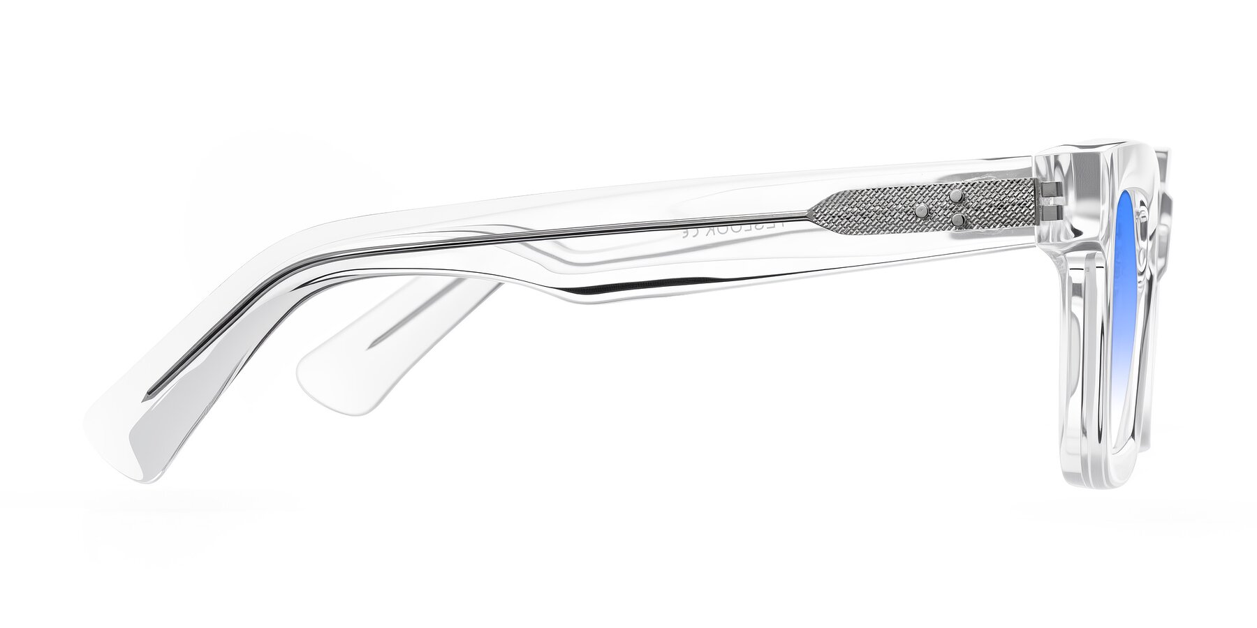 Side of Izael in Clear with Blue Gradient Lenses