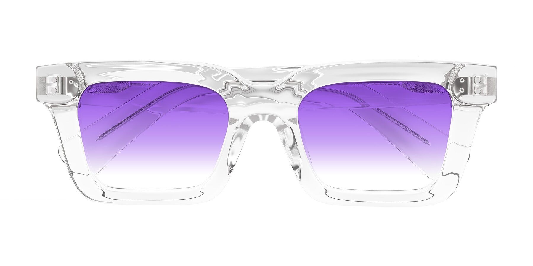 Folded Front of Izael in Clear with Purple Gradient Lenses