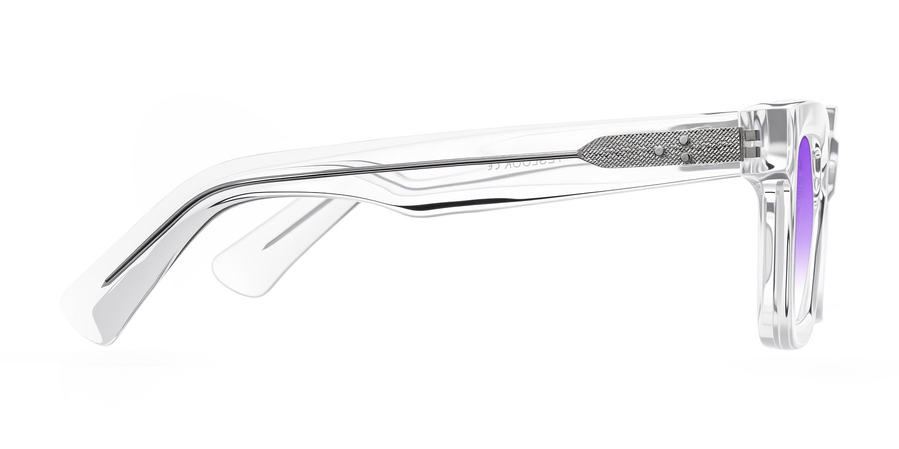 Side of Izael in Clear with Purple Gradient Lenses