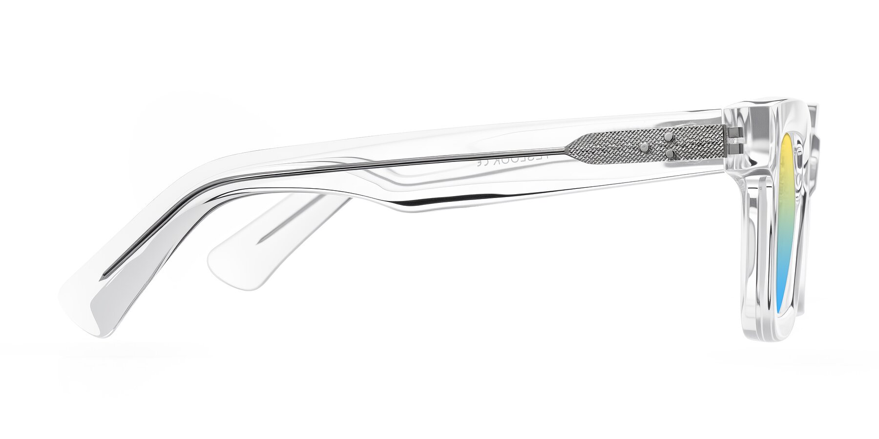 Side of Izael in Clear with Yellow / Blue Gradient Lenses