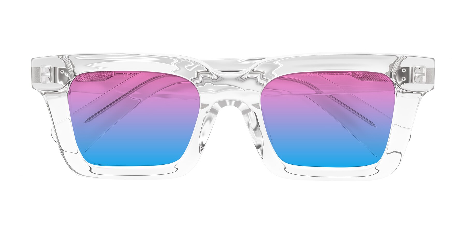 Folded Front of Izael in Clear with Pink / Blue Gradient Lenses